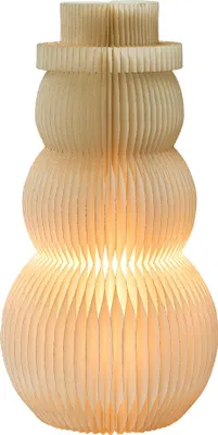 Obrázok produktu pre BELIANI LED snehuliak z včelieho papiera v béžovej farbe s osvetlením, určený na vystavenie. 3D efekt, origami, vianočná dekorácia, dekorácia na stôl, Vianoce