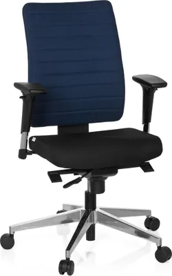 Obrázok produktu pre hjh OFFICE Profesionálna kancelárska stolička PRO-TEC 350 Ergonomická kancelárska stolička s podrúčkami (výškovo nastaviteľná) látka čierna/modrá Otočná stolička do kancelárie, domácnosti
