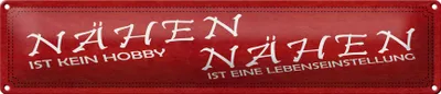Produktbild von Blechschild Nähen ist kein Hobby, 46 x 10 cm, Blechschilder Spruch