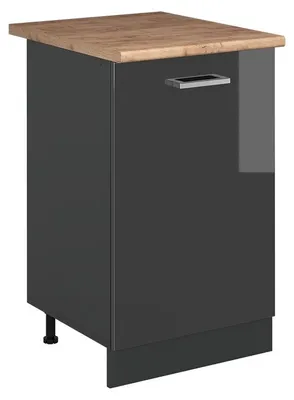 Image de Meuble bas de cuisine Vicco R-Line Anthracite Haute brillance/Anthracite 50cm plan de travail Chêne doré, Model 70181