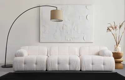 Produktbild von Hanah Home, Petite 3 - White, 3-Sitzer-Sofa, BUCHENHOLZ / SPANPLATTEN, Weiß, 190 x 95 x 75 cm