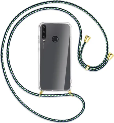 Produktbild von Handykette Backcover-Schutzhülle mit Band (Metall goldfarben) für Huawei Y6p - grün/blau/weiß
