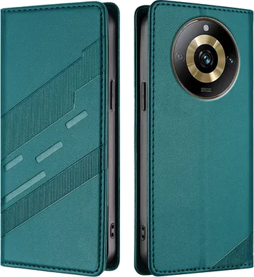Produktbild von Hülle für Realme 10 Pro, Kunstleder Brieftaschen Handyhülle mit Kartenfach und Standfunktion Grün
