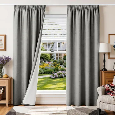Immagine prodotto di Tende oscuranti con passanti, set di 2 pannelli, 140 x 200 cm, grigio chiaro