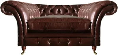 Zdjęcie produktu dla Brązowy fotel tapicerowany do salonu Skórzana kanapa w stylu Chesterfield