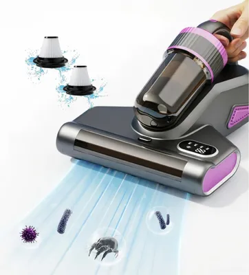 Produktbild von Milbensauger mit 70°C Heißluft & UV-C Licht, Anti-Milben-Staubsauger kabellos, HEPA-Filter, Milben Hand-Staubsauger für Allergiker, 3 Filterkartuschen