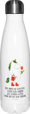 Produktbild von Mr. & Mrs. Panda Thermosflasche Einhorn Gärtner - Weiß - Geschenk, trinkflaschen, Unicorn, Thermos, thermobehälter, Blume, Trinkflasche, Giesskanne, Garten, Einhörner