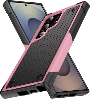 Image de Etui pour Samsung Galaxy S25 Ultra, étui antichoc hybride PC dur et TPU souple Rose Noir