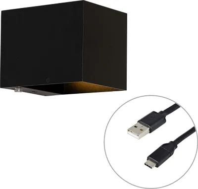 Produktbild von Wandleuchte Schwarz inkl  LED und Touchdimmer wiederaufladbar Joris