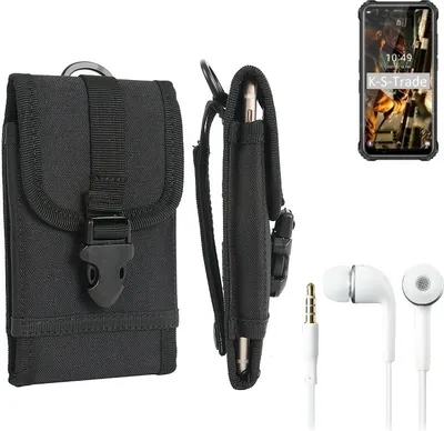 Produktbild von K-S-Trade Holster Schutz Hülle kompatibel mit Oukitel WP9 Gürteltasche Handy Hülle Tasche outdoor Seitentasche schwarz 1x + Kopfhörer