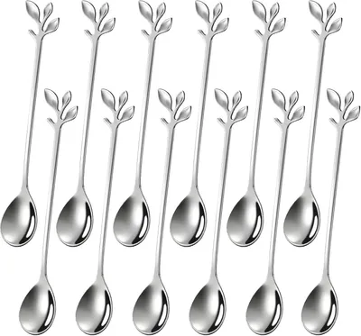 Imagen del producto de Juego de cucharas para café, plateadas, de 16 cm, de 6 piezas, para la cocina