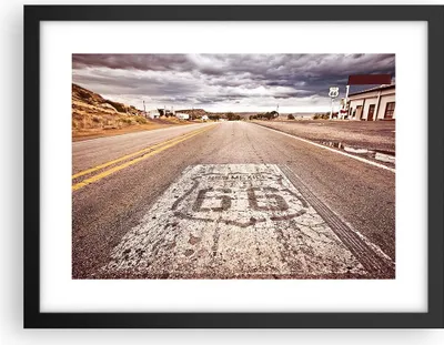 Produktbild von Gerahmtes Poster - Schwarzer Rahmen - USA Route 66 Reise - 40x30 cm - Wand Bild - Wanddeko - Wandbilder - Kunstposter - Wandposter - Bilderrahmen - Bilder - Kunstdruck - Wandbild - P2BAA40x30-2712