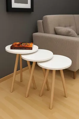 Produktbild von Skye Decor, Hochwertiger Nesting Tisch (3 Teile) Sapphire Eiche, 100% Melamin | 12345