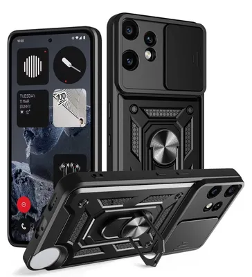 Produktbild von Für Nothing CMF Phone 2 Pro Sliding Kamera Hybrid Schutz Hülle Ring Case Schwarz