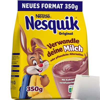 Produktbild von Nestle Nesquik Kakaopulver Nachfüllbeutel (350g Packung) + usy Block