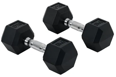 Produktbild von Hexagon Hanteln, 2er Set Hanteln mit gerändeltem Griff, 2 x 8 kg, für Heimfitness Training