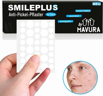 Produktbild von SMILEPLUS XXL Akne Pflaster Set Hydrocolloid Patch Anti Pickel, Mitesser Verdecken Abdecken 36Stk