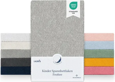 Obrázek produktu pro Laleni sada 1 froté prostěradla 38x77 cm s certifikátem Oeko-TEX, nemačkavé prostěradlo do postýlky, dětské postýlky a Mojžíšova koše, Moonlight Grey - šedá
