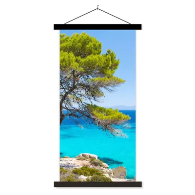 Obrázek produktu pro MuchoWow® Textilní plakát - Strom - Moře - Tropické - Léto - 90x180cm - S černými lamelami