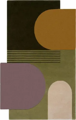 Image de Tapis Abstract Lozenge vert/multicolore, 120 x 180 cm