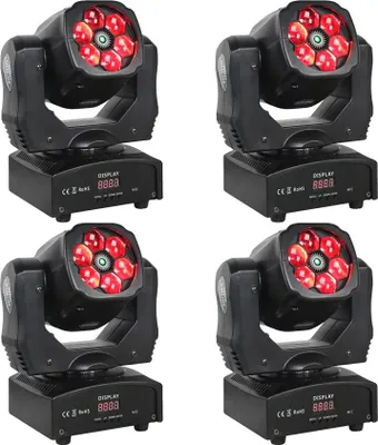 Obrázok produktu pre Pohyblivá hlava osvetlenia, 6x15w RGBW, ovládanie DMX, 4STK, zástrčka EÚ