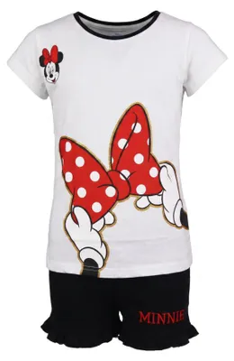 Produktbild von Minnie Maus Mädchen kurzarm Pyjama Shirt Shorts - Schwarz, 140