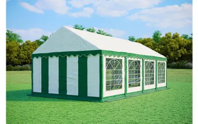 Obrázek produktu pro Párty stan 4x8 m - PVC Standard Těžko zápalný - Zeleno-bílá