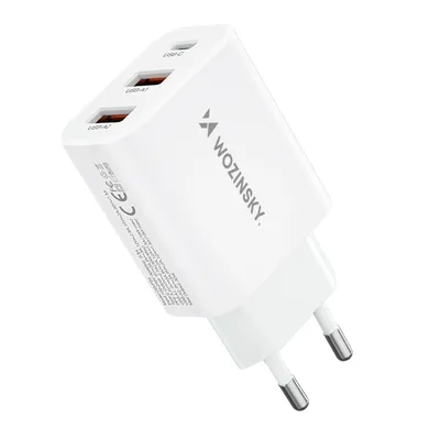 Zdjęcie produktu dla Ładowarka sieciowa Wozinsky CWCUCW 30W USB-C / 2 x USB-A - biała