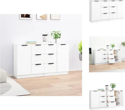 Image de vidaXL Sideboards 2 pcs. Blanc 60x30x70 cm Bois composite - Sideboards