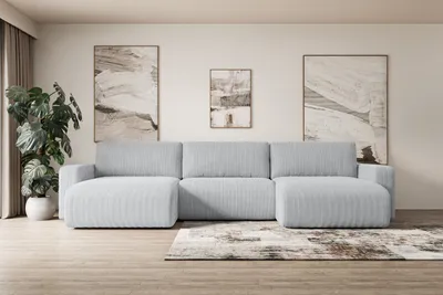Produktbild von ALTDECOR Ecksofa mit Schlaffunktion und Bettkasten Corner Sofa Eckcouch Couch U-Form universal, links/rechts angeordnet Schlafcouch Ausziehbar Wohnlandschaft Schlafsofa KLEEA-U - 347x143x83cm Grau
