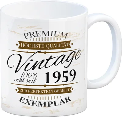 Produktbild von Vintage Tasse 100% echt seit 1959 Kaffeebecher [ber_jahrgeb]. Geburtstag