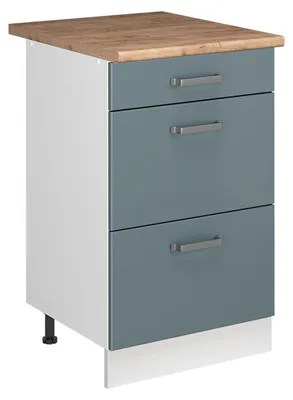 Zdjęcie produktu dla Szafka dolna do kuchni Vicco R-Line Niebiesko-szary/Biały 50 cm blat roboczy Dąb Goldkraft, Model 69748