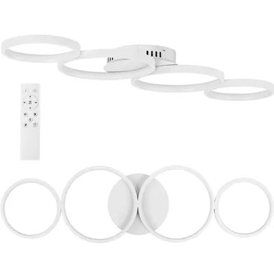 Zdjęcie produktu dla Lampa Sufitowa Nowoczesna Led Z Pilotem - 4 Białe Okręgi