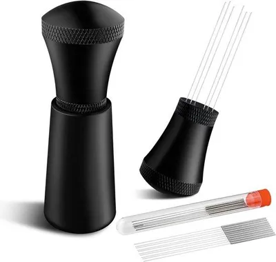 Obrázek produktu pro Nástroj na přípravu espressa se 7 jehlami, 0,3 mm, nerezová ocel, černý, pro baristy
