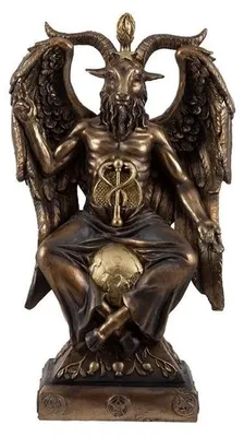 Baphomet-Figur aus Harz, bronzefarben, 18x11x31 cm