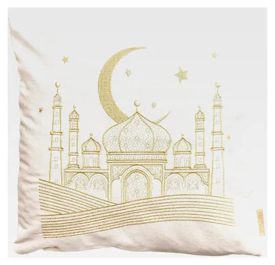 Produktbild von Kissenbezug als Ramadan-Dekoration - goldbestickt - Größe 40x40cm - saisonale Zuckerfest-Deko - Set 1