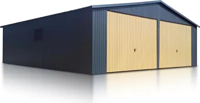 Produktbild von Fertiggarage für zwei Autos 7x6 m Satteldach Schwingtor Graphit