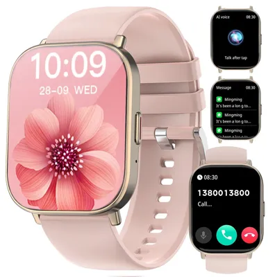 Obrázek produktu pro Chytré hodinky pro ženy s telefonickou funkcí, HD dotykovým displejem, měřením SpO2, srdečního tepu a monitorováním spánku, vodotěsné (IP67), kompatibilní s iOS a Android, zlaté