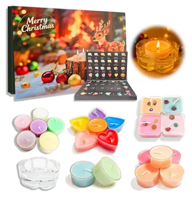 Immagine prodotto di Calendario dell'Avvento 2025 per donne: 24 candele profumate, ideale per il conto alla rovescia, con candeline regalo, nei colori rosso e oro