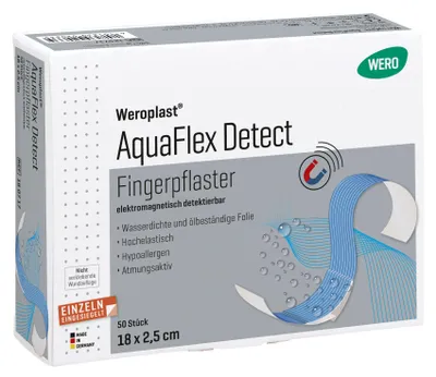 Produktbild von Weroplast AquaFlex Detect Fingerpflaster 18 x 2,5 cm, detektierbar, 50 Stk/Pkg