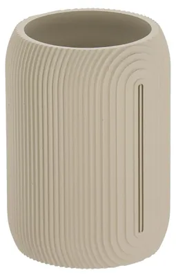 Image de TENDANCE | Gobelet pour brosse à dents - porte-brosse à dents - beige - 270 ml - gobelet pour brosse à dents - accessoires de salle de bain - strié