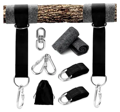 Produktbild von Schaukelbefestigung, 90 cm Aufhängung mit D-Ringen, Tragfähigkeit bis zu 500 kg, Hängesessel-Befestigung mit Baumschutzpolster