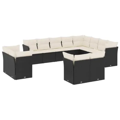 Immagine prodotto di vidaXL Set di divani da giardino da 12 pezzi con cuscini in polirattan nero