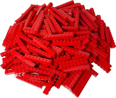 A pile of red LEGO bricks.