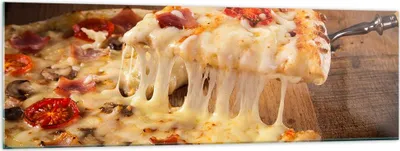Produktbild von Bilder auf glas - Pizza Käse Tomaten - 160x50cm - Glasbilder - Wandbilder - Kunstdruck - zum Aufhängen bereit - Wanddekoration aus Glas - Glas Bilder - Wandbild auf Glas - Einteilig - GAB160x50-3784