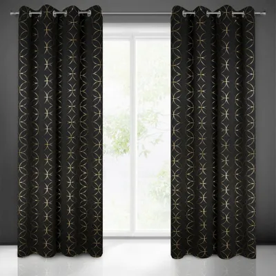 Image de Rideau 135x250 Abella noir or prêt à poser Blackout Eurofirany