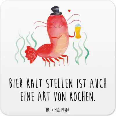 Produktbild von Mr. & Mrs. Panda Tassenuntersetzer Hummer Weizen 6er Set - Weiß - Geschenk, Glas-Untersetzer, Kochen, Tischuntersetzer, Bier, Kneipe, Untersetzer Tisch, Gasthaus, Coaster