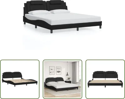 Produktbild von The Living Store Bettgestell mit Kopfteil Schwarz 180x200 cm Kunstleder