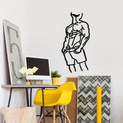 Image de Wallity, Cool Masculine Man, Accessoire mural décoratif en métal, 100 % METAL, noir, 33 x 70 cm