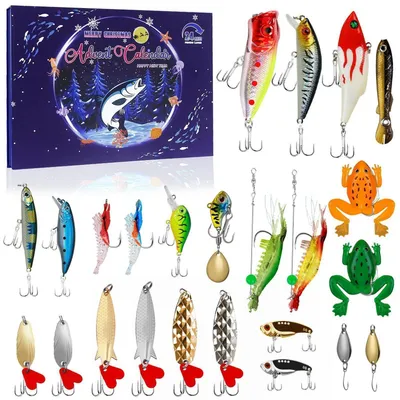 Produktbild von Angeln Adventskalender 24 Tage Lures Set Süßwasser Salzwasser Forelle Bass Geschenk